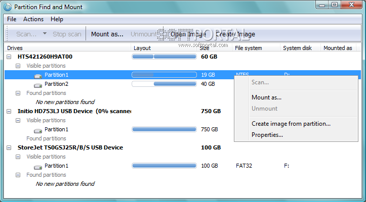 download partition find and mount free